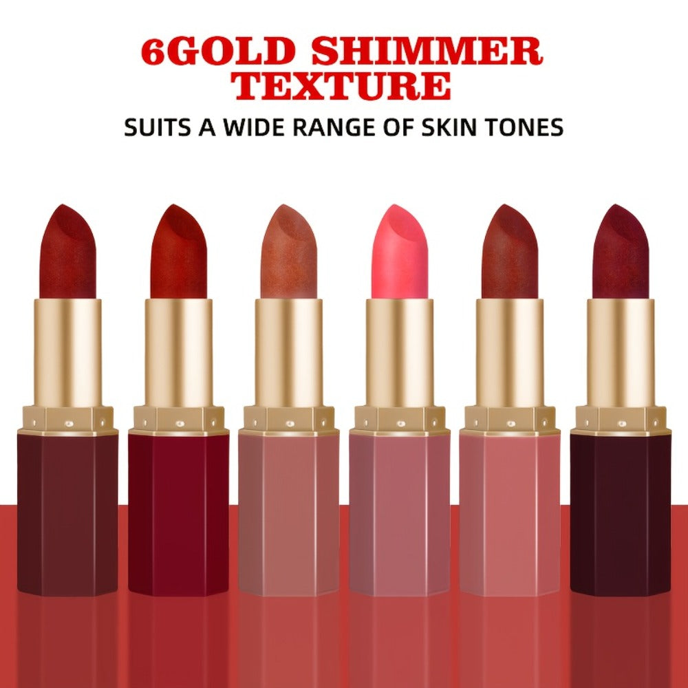 Creamy Lipstick Set 6pcs Berry Shades - Smooth Easy-Apply Formula, Plant-Based Squalane Moisturizing, Buildable Color for All Skin Tones, Holiday Makeup Must-Have for Halloween & Christmas