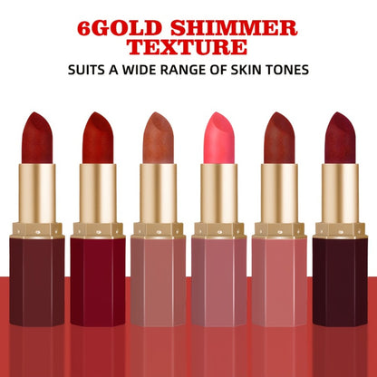 Creamy Lipstick Set 6pcs Berry Shades - Smooth Easy-Apply Formula, Plant-Based Squalane Moisturizing, Buildable Color for All Skin Tones, Holiday Makeup Must-Have for Halloween & Christmas