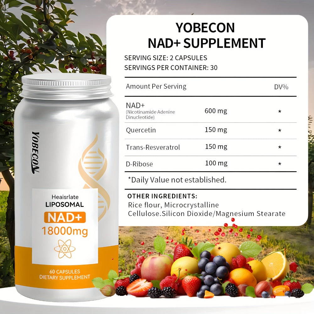 Gen5 Liposomal 18000mg NAD+ Booster Quercetin Trans-Resveratrol & D-Ribose High-Potency Formula for Health Energy, Focus & Antioxidant | High Absorption