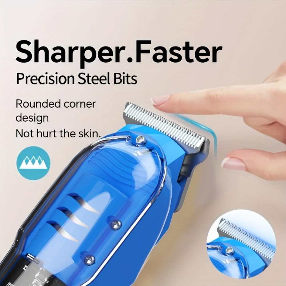 Rechargeable Professional Electric Hair Clipper, Transparent Shell Shaped Hair Trimmer, Portable Haircut Kit for Men Women Salon, with LED Display Screen