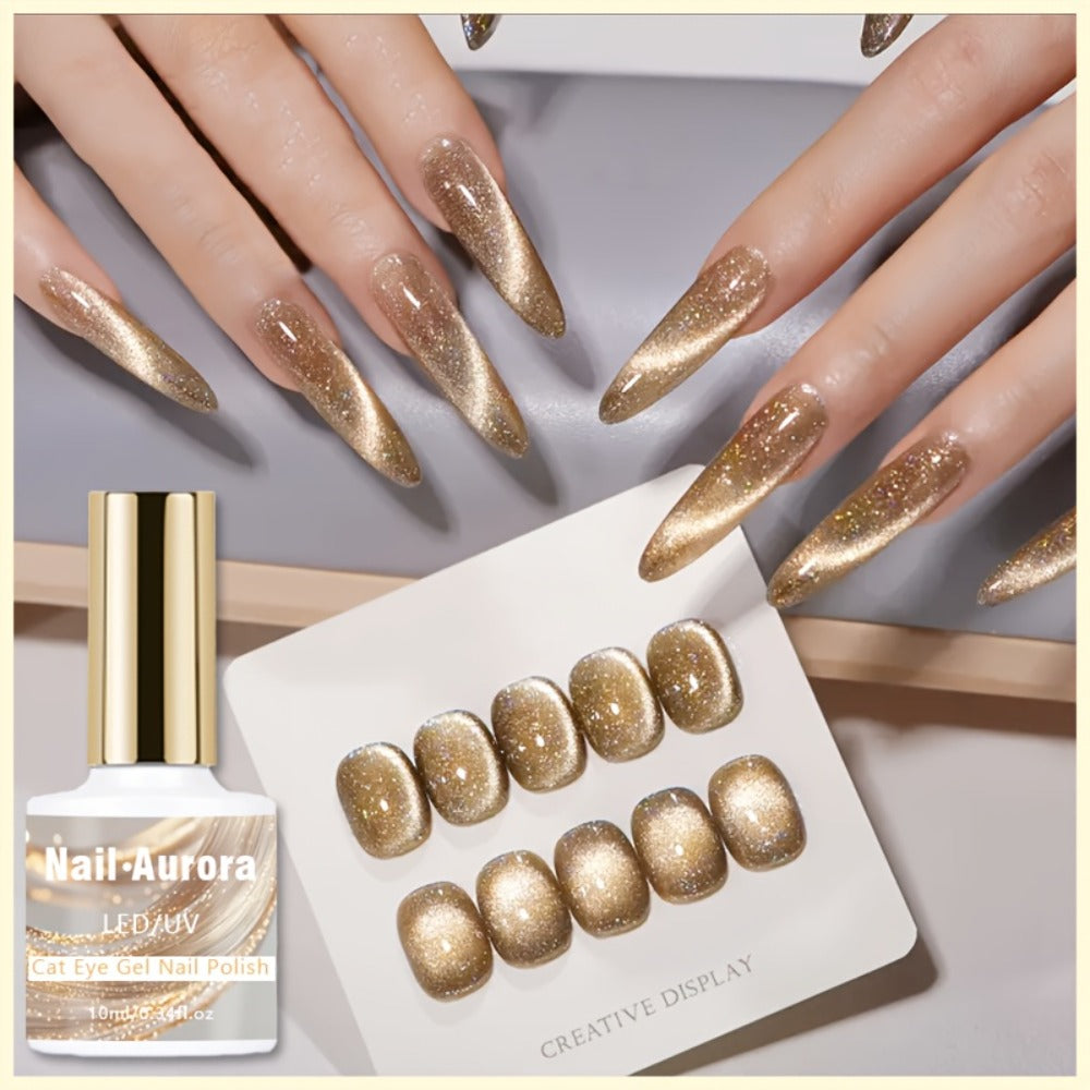 Shooting Cat Eye - Popular Ultra-Bright Cat Eye Nail Gel. Glossy, Stylish Salon-Grade Gel Polish with Vivid Dazzling Cat Eye Effects. Perfect for Nail Art, LED/ Lamp Required
