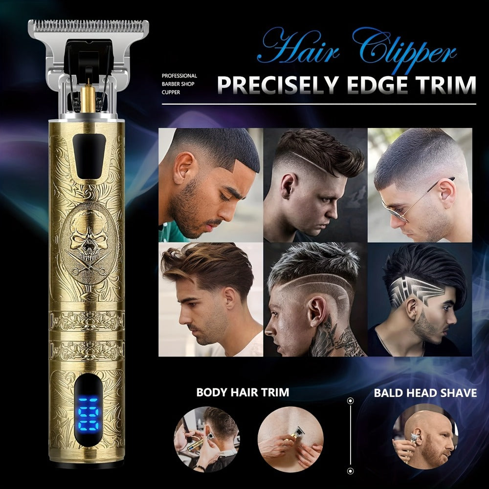 Hair Clipper for Men, Beard Trimmer, Electric Cordless Hair Clipper with LCD Screen, Precise T-Blade Trimmer USB Rechargeable Grooming Kit