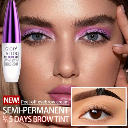Tattoo Eyebrow Gel 4-Pack Semi-Permanent — Waterproof Long-Lasting Eyebrow Tint Cream with Plant-Based Squalane, Easy Peel-Off, 4 Shades All Skin Types