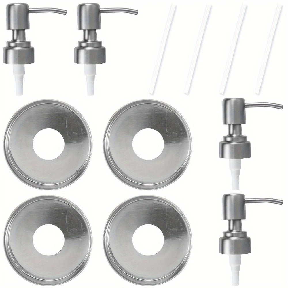 Mason Jar Soap Dispenser Lid with Pump Stainless Steel Mason Jar Pump Lid Lotion Soap Dispenser Lids with 3.9 Inch Tube And Gasket Leakproof Soap Dispenser Pump Replacement for Home Kitchen Bathroom Soap Dispenser Pump Head Liquid Soap Dispenser Pum