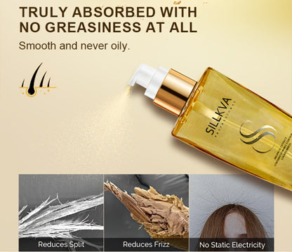 Moroccan Argan Hair Oil & Rose Scented Spray Set SILLKVA Revitalizing Penetrating Treatment Smooths Moisturizes Strengthens Hair Long-Lasting Fragrance for Women