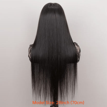 4x4 Lace Closure Wig Human Hair Straight Glueless Pre-Plucked Natural Hairline Black Straight Wig 12-28 Inch Women No Glue Easy Wear Versatile Parting