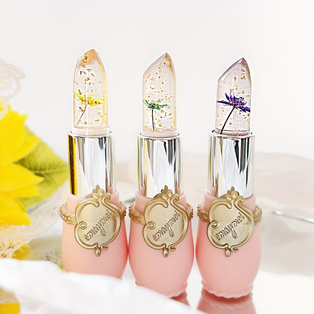 Color Changing Lip Balm 6 Pack — Temperature-Sensitive Jelly Lipstick with Dried Flower Extract, Sheer Moisturizing Clear Gloss, Natural Pink Tint, Long-Lasting Hydration for Women