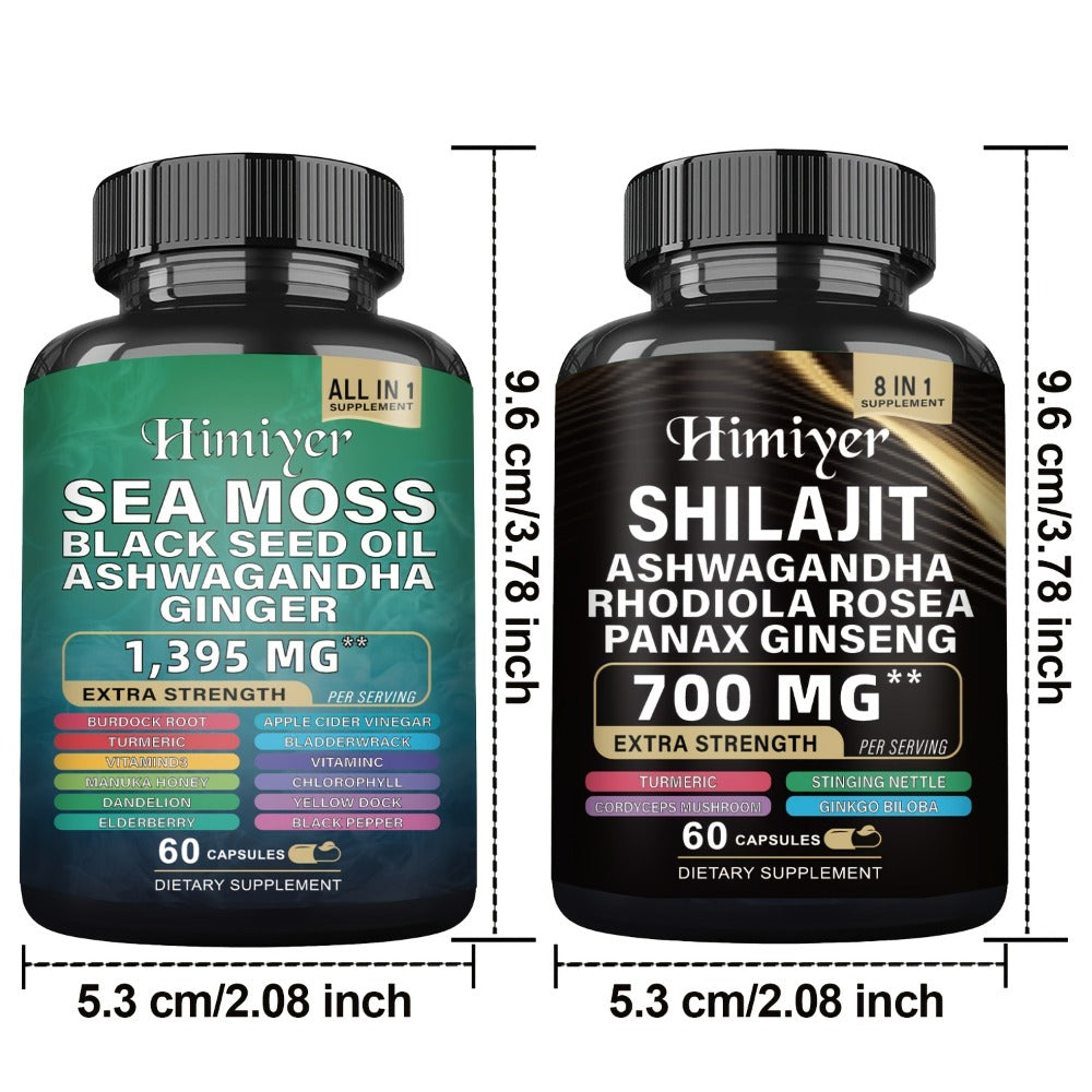 More Bottles for More Discounts-Sea Moss 7000Mg, Black Seed Oil 4000Mg, Ashwagandha 2000Mg, Ginger And Rhodiola Rosea 1000Mg, Panax Ginseng 1500Mg, All in 1 Supplements
