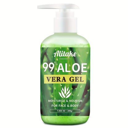 Aloe Vera Gel 99% Pure 200ml/7oz – Lightweight Non-Sticky Natural Hydrating Gel for Face, Body, Hair & Scalp, Fresh-Harvested Within 12 Hours, Soothing Moisturizer for All Skin Types