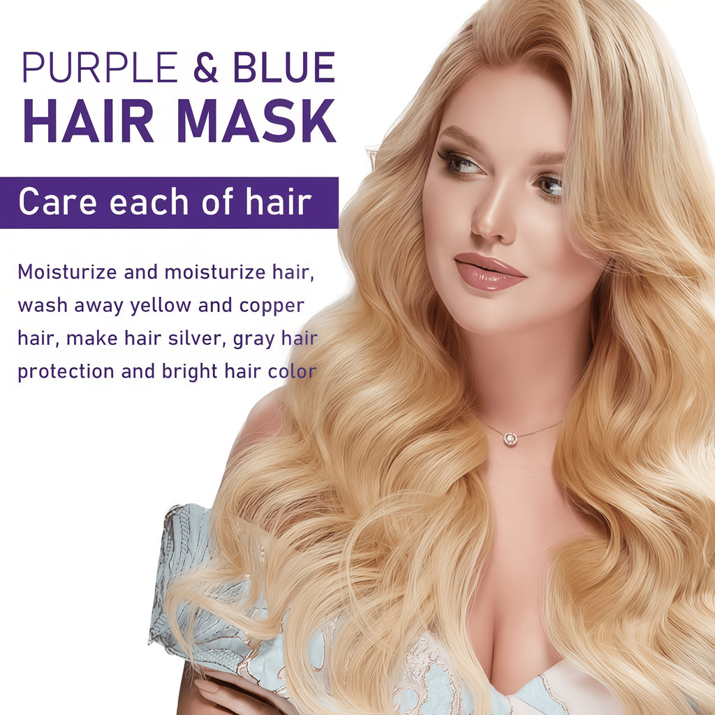 [Rozino Purple Hair Mask] 72-Hour Moisturizing, Removes Brassiness & Yellow Tones, Smooths Frizzy & Dry Hair In 3 Minutes, Enhances Luster with Violet, Keratin& Rosemary.Suitable for Blonde, Platinum, Bleached, Silvery, Gray, And Brass Hai