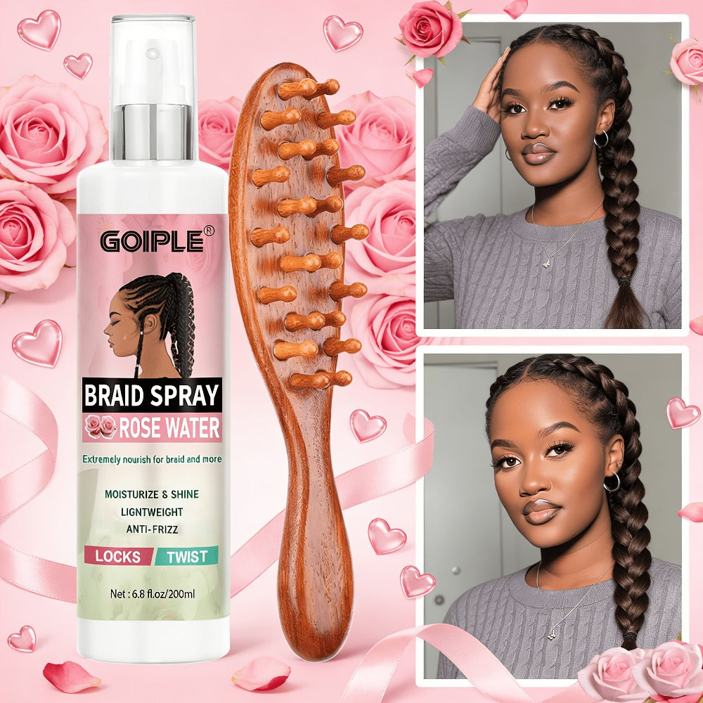 Goiple Wooden Loc Comb&Comfortable Scraping Massage Tools Ergonomic Wide Tooth Comb for Dreads, Detangling & Massage Hair Styling Tool for Curly Hair, Locs, Twists And Braids, Styling Tool for Men, Women, Suitable for All Hairstyles, Braid Hair Brush