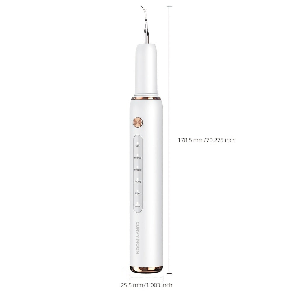 Rechargeable Tooth Cleaner with 5 Speed Modes, IPX6 Splash-Resistant, USB Charging, Mirror And 2 Interchangeable Tips, Tartar Cleaner for Clearing Gaps, Dental Cleaner with LED Light, Dental Cleaner for Stains And Tartar Removal
