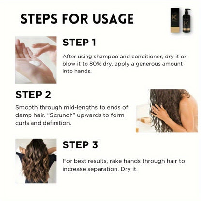 Curl Defining Cream & Detangling Brush Set — Anti-Frizz Curl Enhancer, Long-Lasting Bouncy Curls, Non-Sticky Lightweight Hold, Salon Quality for Curly & Wavy Hair, 10.14 oz