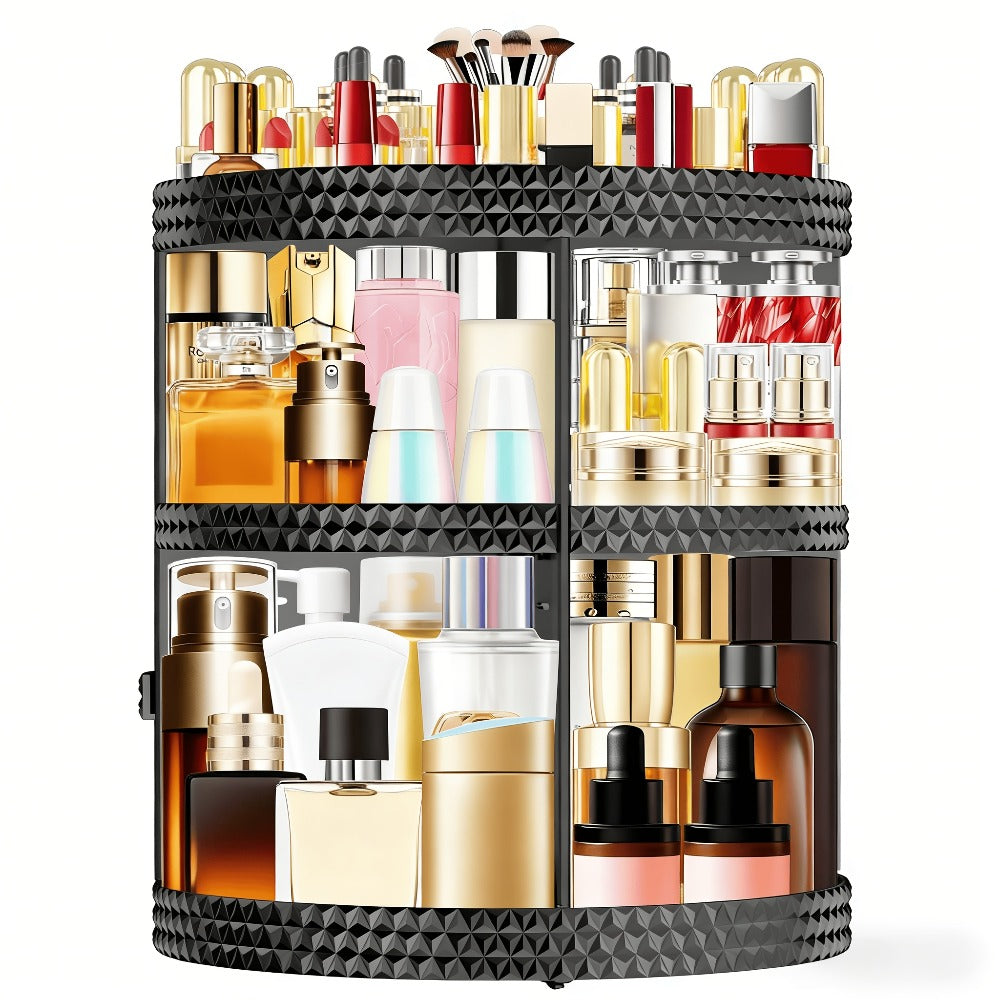 [Makeup Organizer Stand] 360 Degree Rotating Makeup Stand, Large Capacity Makeup Product Storage Box, 7 Adjustable Layers, Perfume Organizer, Bathroom And Bedroom Dressing Table