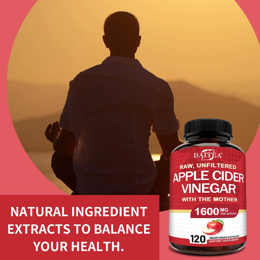 Apple Cider Vinegar Capsules 1600mg - Supports Digestion and Energy Levels for Men and Women - 120 Capsules