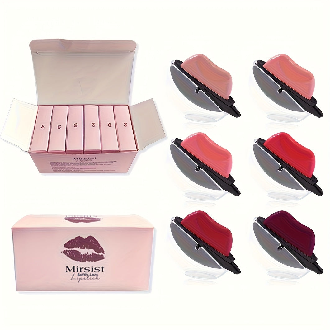 6pcs Lipstick Set, Matte Color Changing Jasmine Scent, Non-Fade Lip Shaped Lipstick Gift Set, Ideal Lip Makeup Gifts for Women
