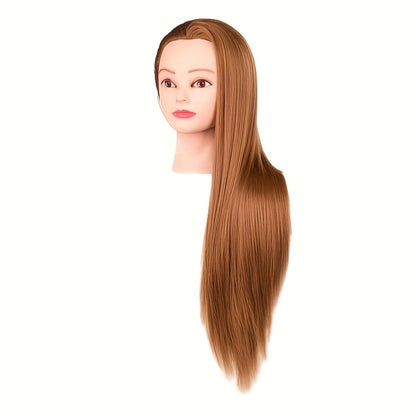 Mannequin Head for Hair Styling Braiding Practice Adult Cosmetology Manikin Head Real Hair Makeup Display Salon Training Tool Brown Blonde Beginner Professional