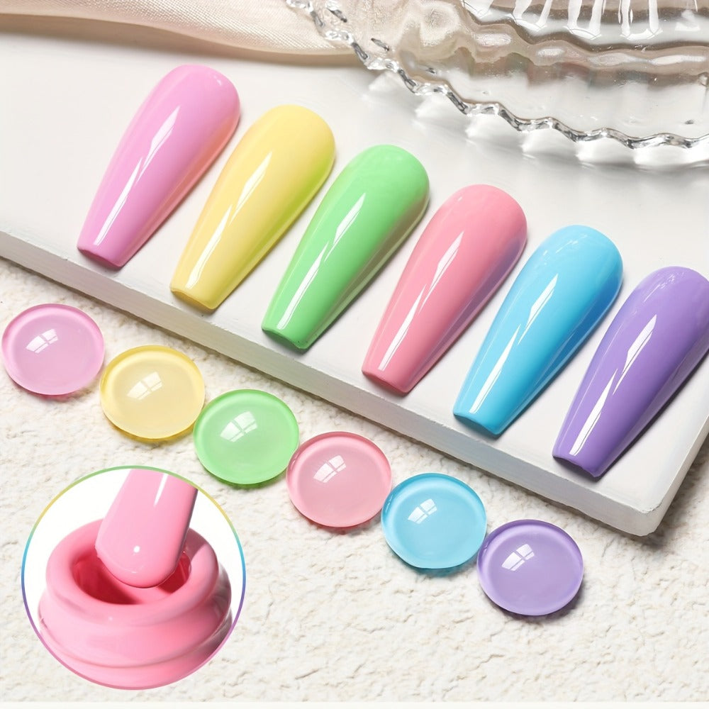 Gel Nail Polish Set 6 Colors | Sweetheart Candy Series Multicolor Glossy LED Nail Art Kit | Long-Lasting Salon Quality Semi Permanent Spring Summer Nail Gel | Easy Apply Non-Toxic 6pcs