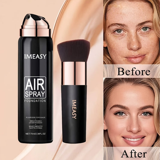 3-Color Air Spray Foundation with Brush - Clear Natural Concealer, Light to Medium Coverage, All Light Beige Types, Perfect for Women & Girls, Ideal for Dating & Mother'S Day Gifts, 2, 36fl, oz, Beauty Product, Sleek Packaging, Smooth Texture
