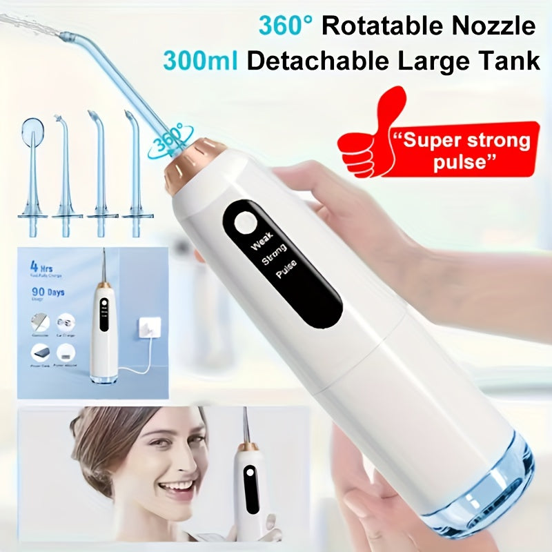 Electric Toothbrush & Water Flosser Set - 3 Modes USB Rechargeable Oral Care Kit with 4 Brush Heads & 4 Nozzles, 360° Rotating Flosser for Deep Clean