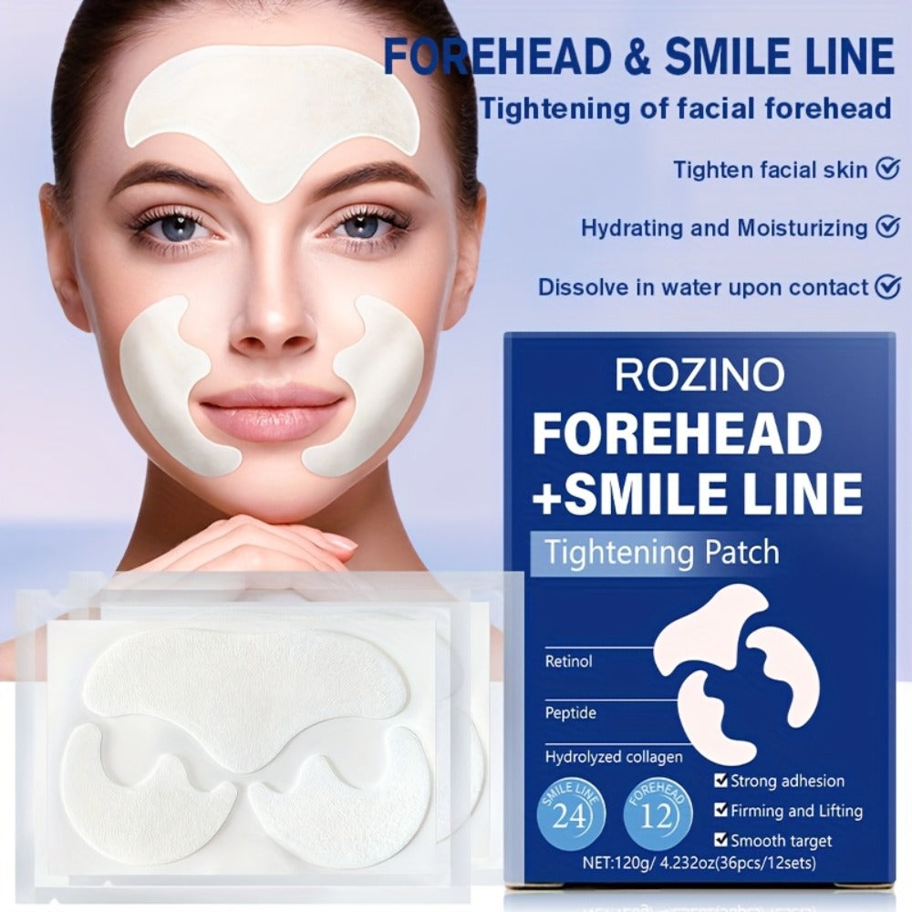 ROZINO 36pcs Retinol & Peptide Face Patches - Target Forehead & Smile Lines with Hydrolyzed Collagen for A Smooth, Lifted Look. Strong Adhesion Design & Perfect 12-Day Holiday Glow Kit!