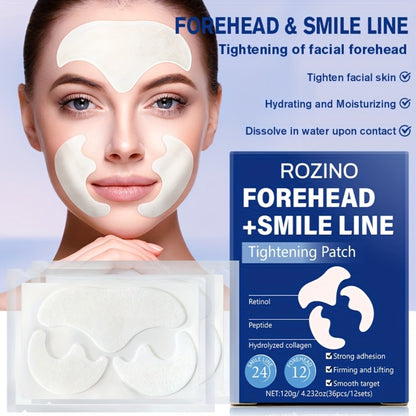 Retinol Peptide Face Patches 36pcs Anti-Wrinkle Forehead Smile Lines Hydrolyzed Collagen Lifting Patches Strong Adhesion - 12-Day Smoothing Glow Treatment