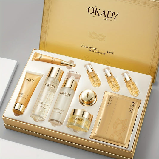 24K Gold Polypeptide Skin Care Set for Women - Complete Day & Night Skincare Routine with Peptides - Anti-Aging Face Care Kit for All Skin Types - Luxury Gift Set