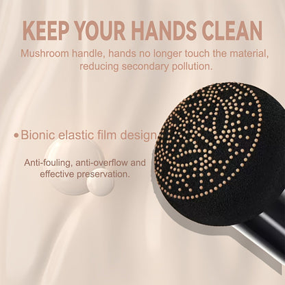 Air Cushion Foundation Full Coverage Moisturizing Lightweight Long-Wear Natural Radiant Finish Mushroom Sponge Applicator for All Skin Types