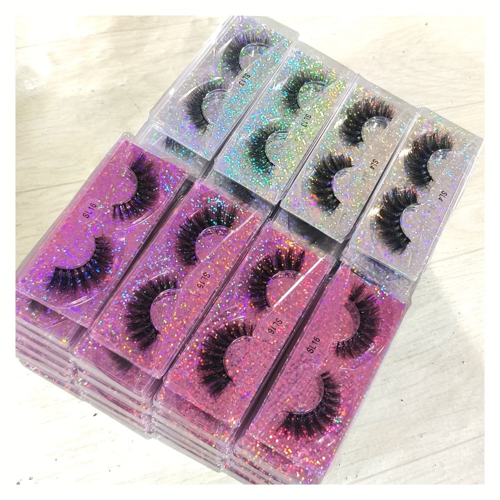 20 Pairs False Eyelashes Natural Long Fluffy Curling Thick Reusable & Lightweight Eyelashes Mix Styles Portable for Daily Use