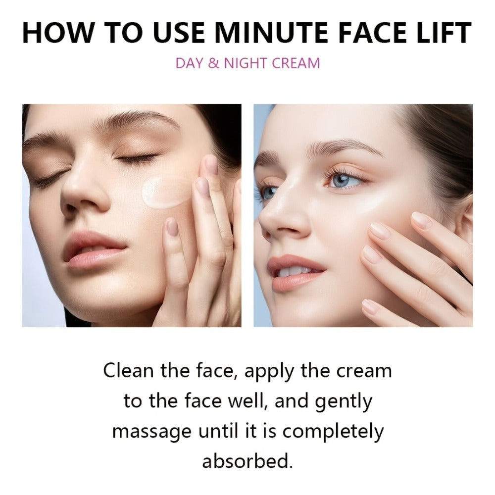 2-Minute Facial Lifting Day And Night Cream, Containing Hyaluronic Acid, Collagen Quick Moisturizing Cream, Suitable for All Skin Tones, 2-Minute Firming And Smoothing
