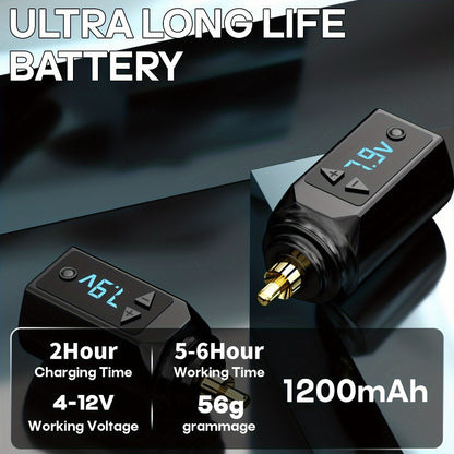 Wireless Tattoo Battery Pack RCA - USB Rechargeable Cordless Power Supply, 6H Runtime, Lightweight Portable for Tattoo Guns & Machines, Professional & Beginner Artists