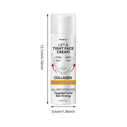 Collagen Night Cream with Snail Mucin Firming Lifting Tightening Hydrating Moisturizing Anti-Aging Face Cream for Soft Elastic Skin All Skin Types 50g 1.76oz