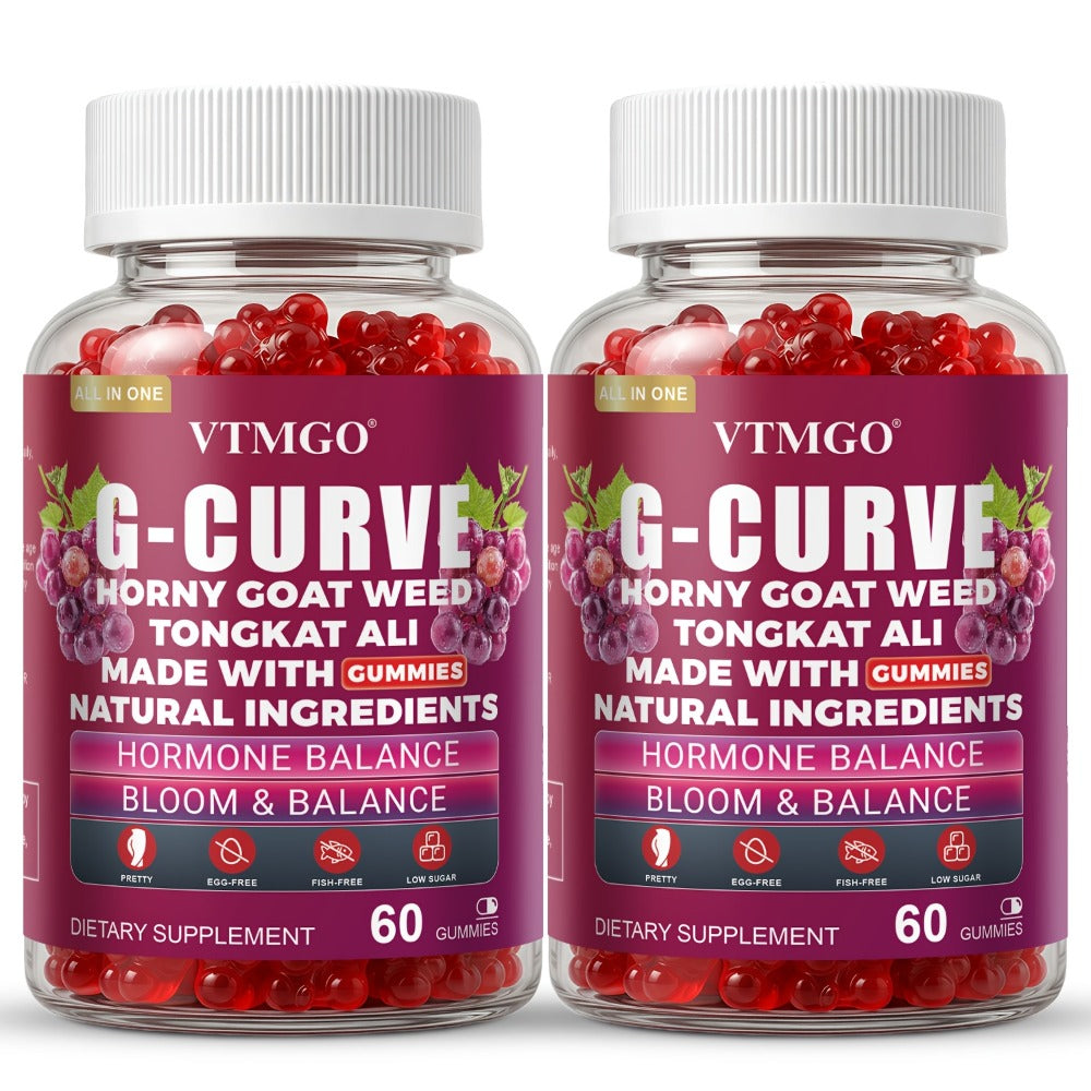 G-CURVE GUMMIES- Rounder, Volumized. Natural Botanical Blend with Maca, Saw Palmetto Berry Powder, Tribulus Terrestris Extract, L-Arginine. It Is A Gift for Women. Life - Confident, Elegant And Beautiful. Grape Flavored (60 Count) (1/2/3 Bottles)