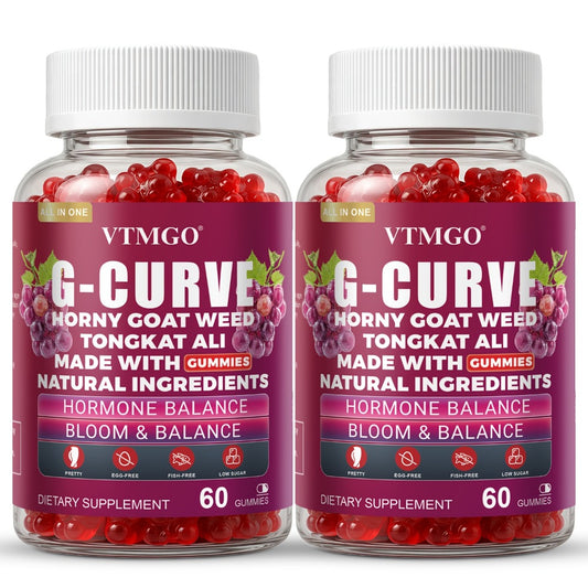 G-CURVE GUMMIES- Rounder, Volumized. Natural Botanical Blend with Maca, Saw Palmetto Berry Powder, Tribulus Terrestris Extract, L-Arginine. It Is A Gift for Women. Life - Confident, Elegant And Beautiful. Grape Flavored (60 Count) (1/2/3 Bottles)