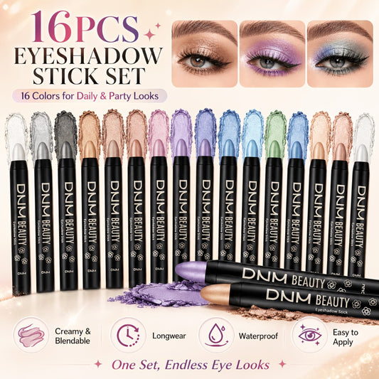 [Mother's Day Gift] 16-Color Highly Pigmented Eyeshadow Stick Set, Waterproof And Long-Lasting, Matte And Shimmer Finishes, Perfect Mother's Day Gift For Her