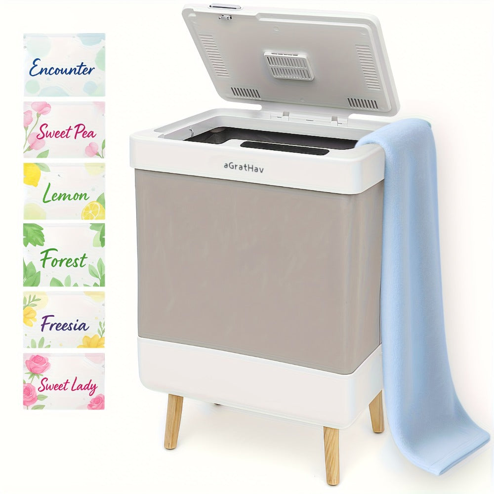 A Towel Warmer Suitable for Bathrooms, a Foldable Towel Bucket, Blanket Warmer, with a Large 35-liter Capacity for Fast. Features and Drying Modes, a Timer Function, and Comes with 6 Tablets. The Perfect Holiday Gift and a Must-have for Staying Warm!