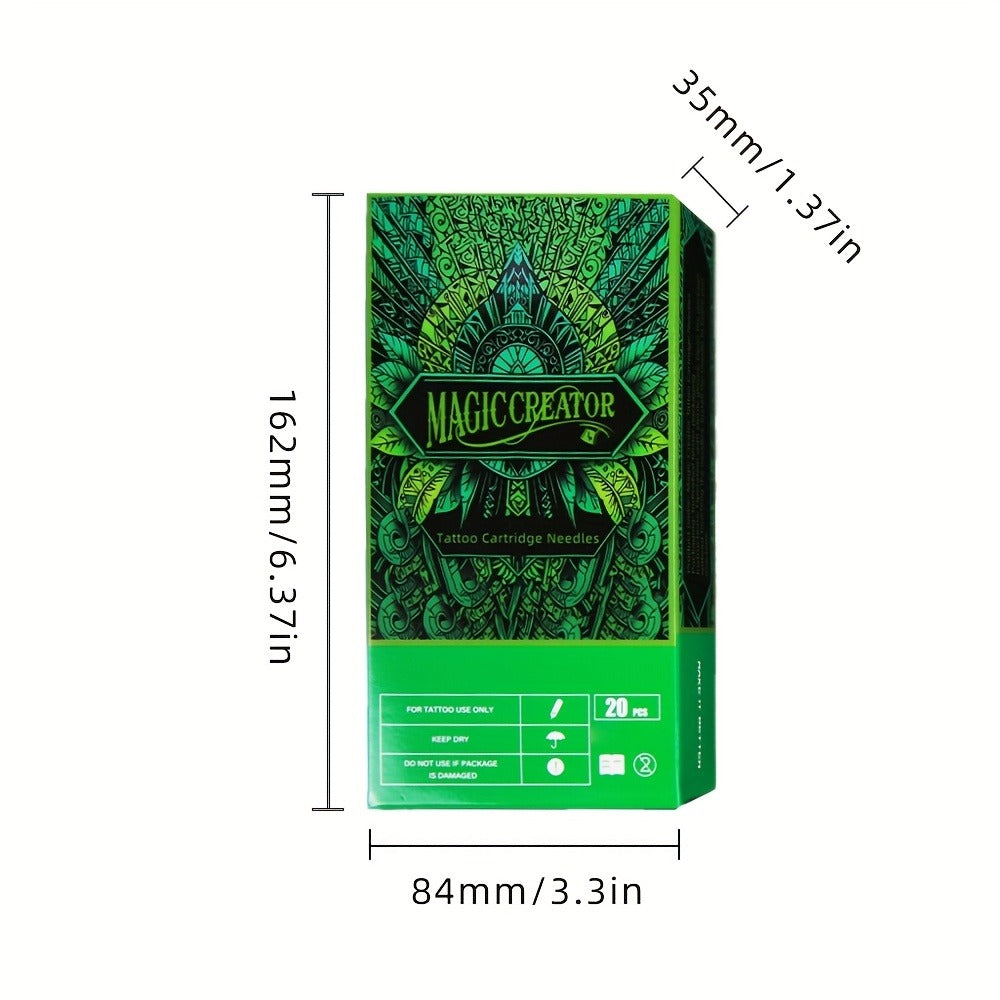 A Set of 20 Disposable Tattoo Needles for Magicians, Featuring High Transparency, Adjustable Lines, Various Gauges, Excellent Rigidity, Lasting Sharpness, And Ample Ink Capacity, Perfect for Both Professional Tattoo Artists And Novices