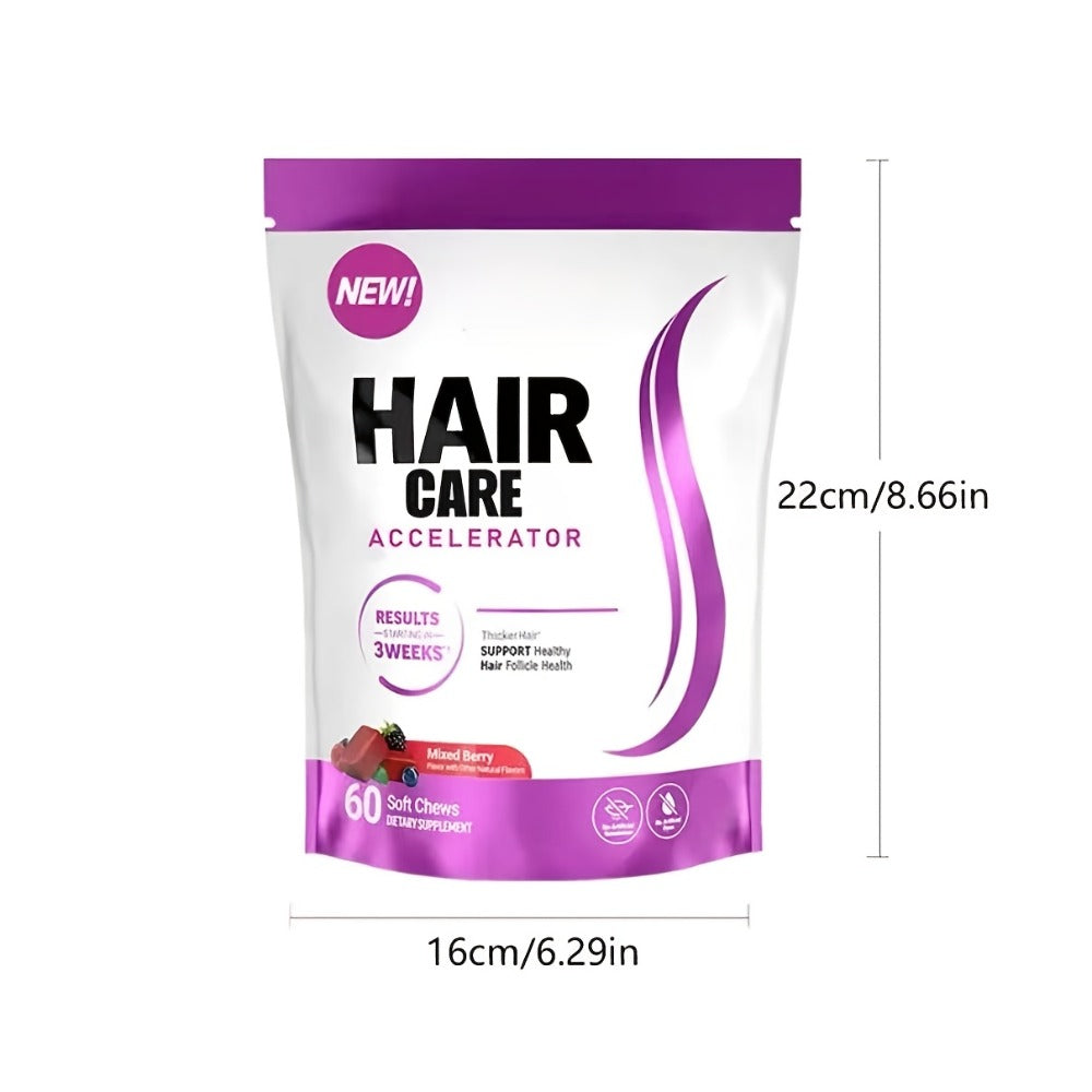 [Hair Accelerator With Biotin] Accelerator With Clinically Studied Lustriva To Promote Thicker, Stronger Hair, Biotin & Mixed Berry, 60 Chew