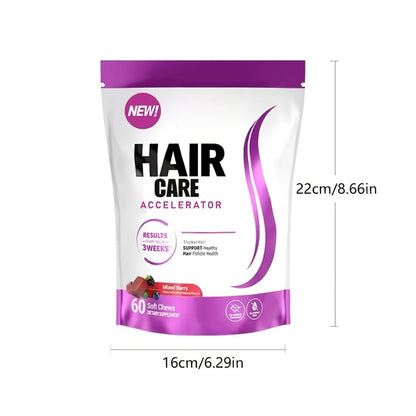 Lustriva Hair Growth Chews with Biotin & Mixed Berry – Clinically Studied Formula for Thicker, Stronger Hair | Hair Accelerator Supplement for Women & Men | 60 Chewable Gummies