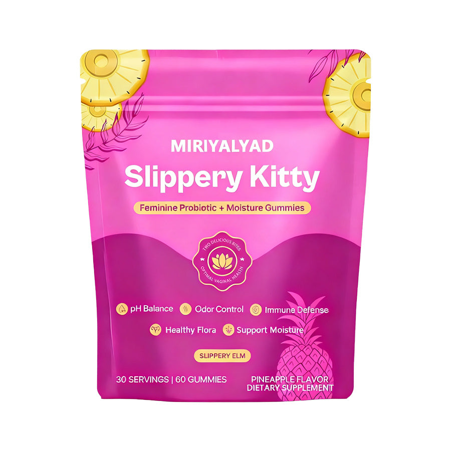 Slippery Kitty Feminine Probiotic Gummies-60 Count (30-Day Supply) | PH Balance, Odor Control & Moisture Support | Pineapple Flavor And Slippery Elm And Bacillus Coagulans | Vegan, Gluten-Free, Allergen-Free | Women'S Health | Local Warehouse|Gifts