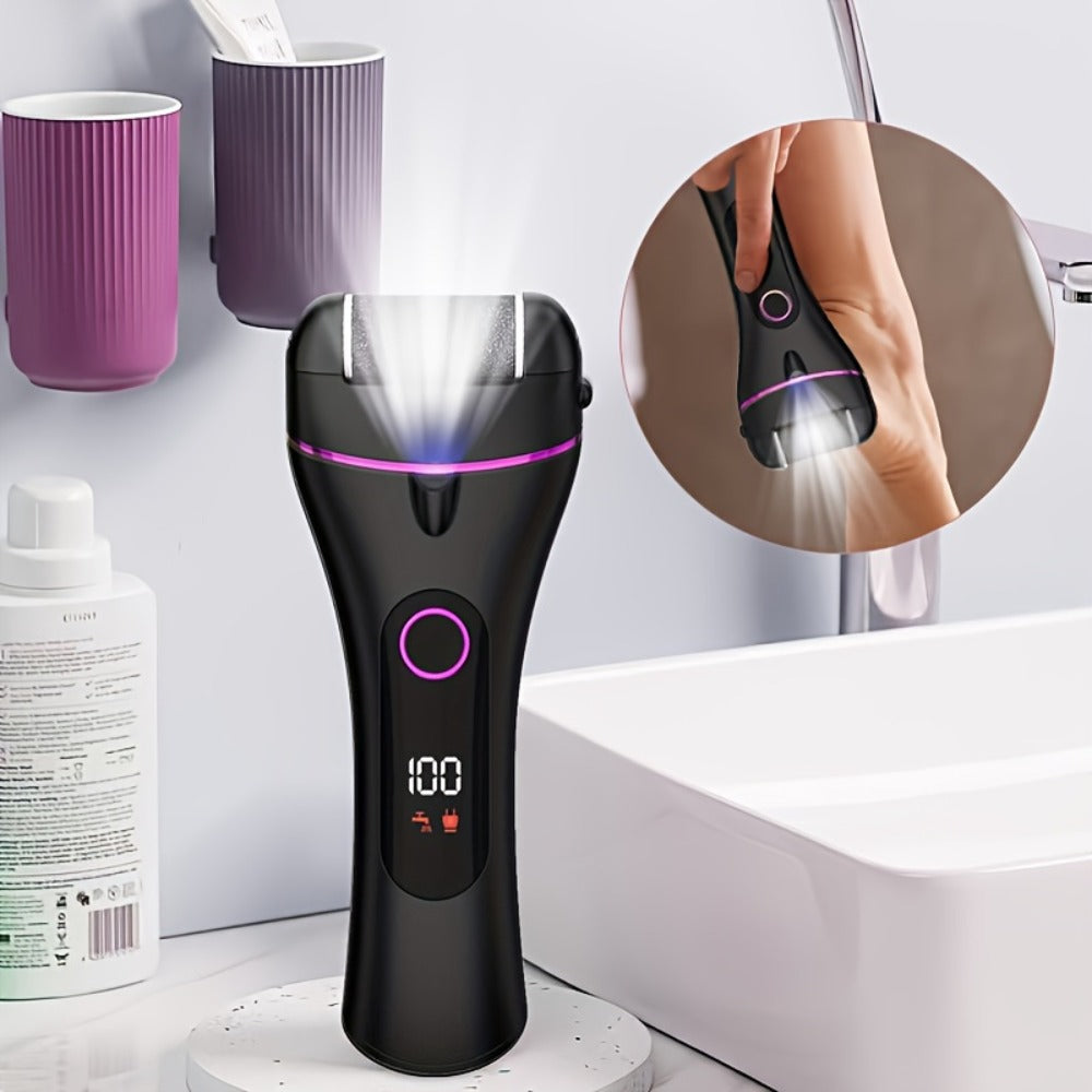 14-in-1 Rechargeable Electric Foot Remover Kit - Professional Pedicure Set with 3 Rollers, 2 Speeds, Battery Display, Foot File, Foot Scrubber, USB Powered, Lithium Battery, Plastic Material, Includes Power Adapter, No Display, for Home and Salon Use, Sal