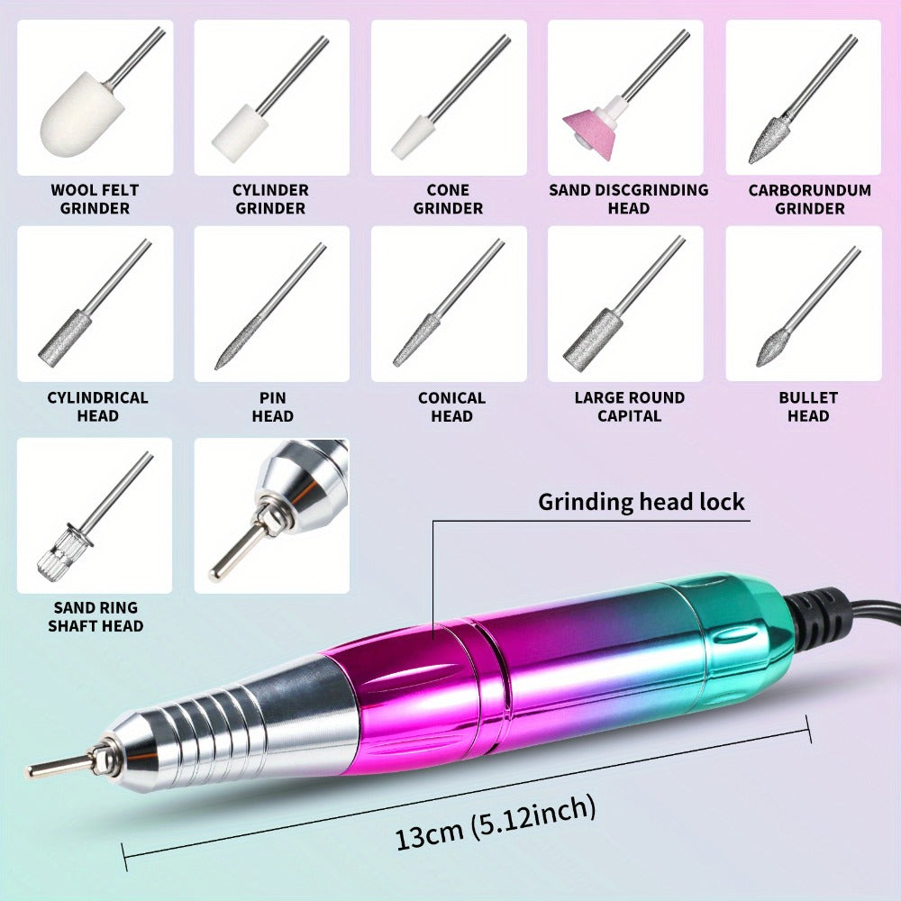 Electric Nail Drill Machine, 45000RPM Professional Nail File Cordless Rechargeable Nail Efile for Acrylic Gel Nails, Manicure Pedicure Polishing Shape Tools for Salon Home Use- Nail Drill
