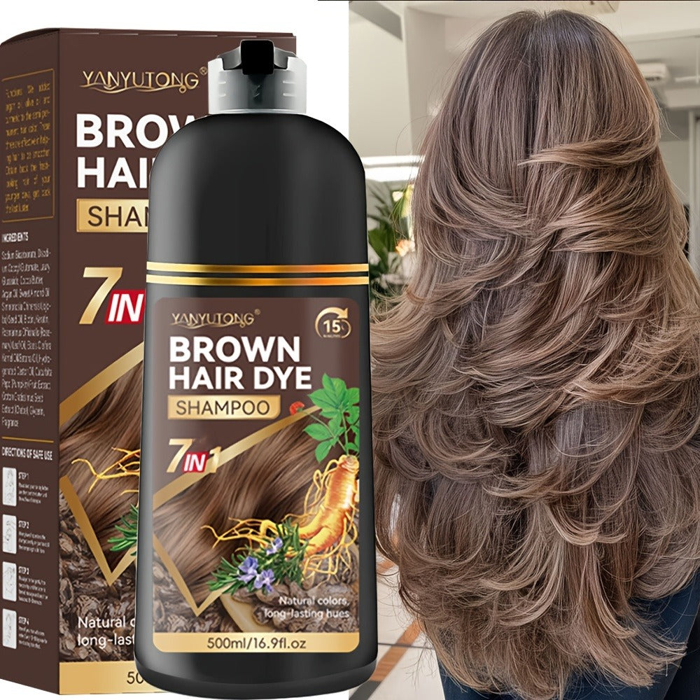 16.91oz Hair Dye Shampoo, Natural Plant Pigments, Safe for Hair, Quickly Covers Gray Hair, Available In Black, Red, Brown, Dark Brown, And Chestnut Brown, Halloween Gift, Christmas Present Valentine's Day Gift.