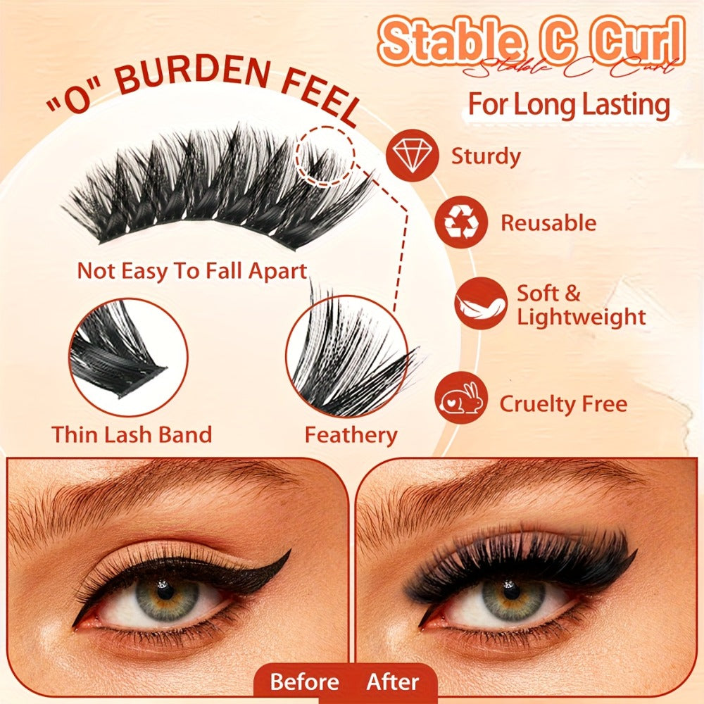 100D/100D Set Volumised Cluster Lashes Single Cluster Lash Extensions Soft & Reusable DIY Cluster Lash Extension Kit Packaging Random
