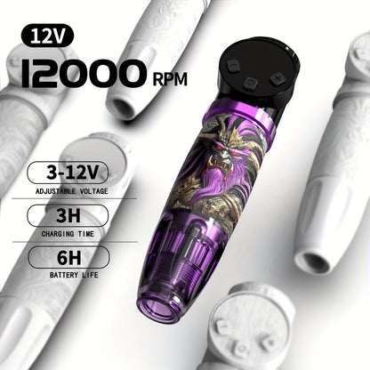 Tattoo Kit Complete Set Cordless Tattoo Gun 1500mAh Power Supply 10 Needles 7 Inks GOLDPLUME Rotary Machine for Beginners & Professionals — 50pcs Needles Available