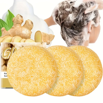 Ginger Shampoo Bar 3pcs × 60g — Natural Handmade Solid Shampoo Bar, Sulfate-Free, Paraben-Free & Vegan | Scalp Stimulating Ginger Formula for All Hair Types | Unisex Travel Size