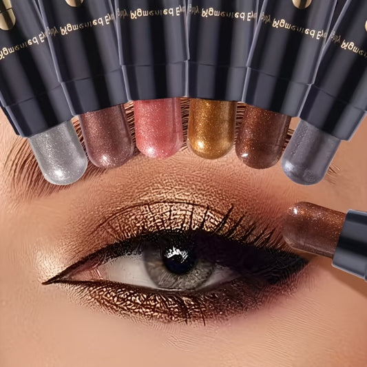 6-Color Multifunctional Eyeshadow Pencil Set | Waterproof Metallic and Matte Eyeshadow Sticks, Multicolor Highlight Eyeliner, Long-Lasting High Glitter and Neutral Brown Crayons | Ideal for Christmas, Anniversary, Black Friday Gifts