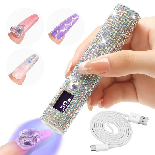 Portable /LED Nail Lamp Compatible for Gel Polish - USB- Quick-Dry Dryer with LCD Display & Handheld /LED Light, USB Rechargeable Manicure Lamp for Fingers & Toes, No Adapter Included, Valentine's Gift for Nail Techs & DIYers