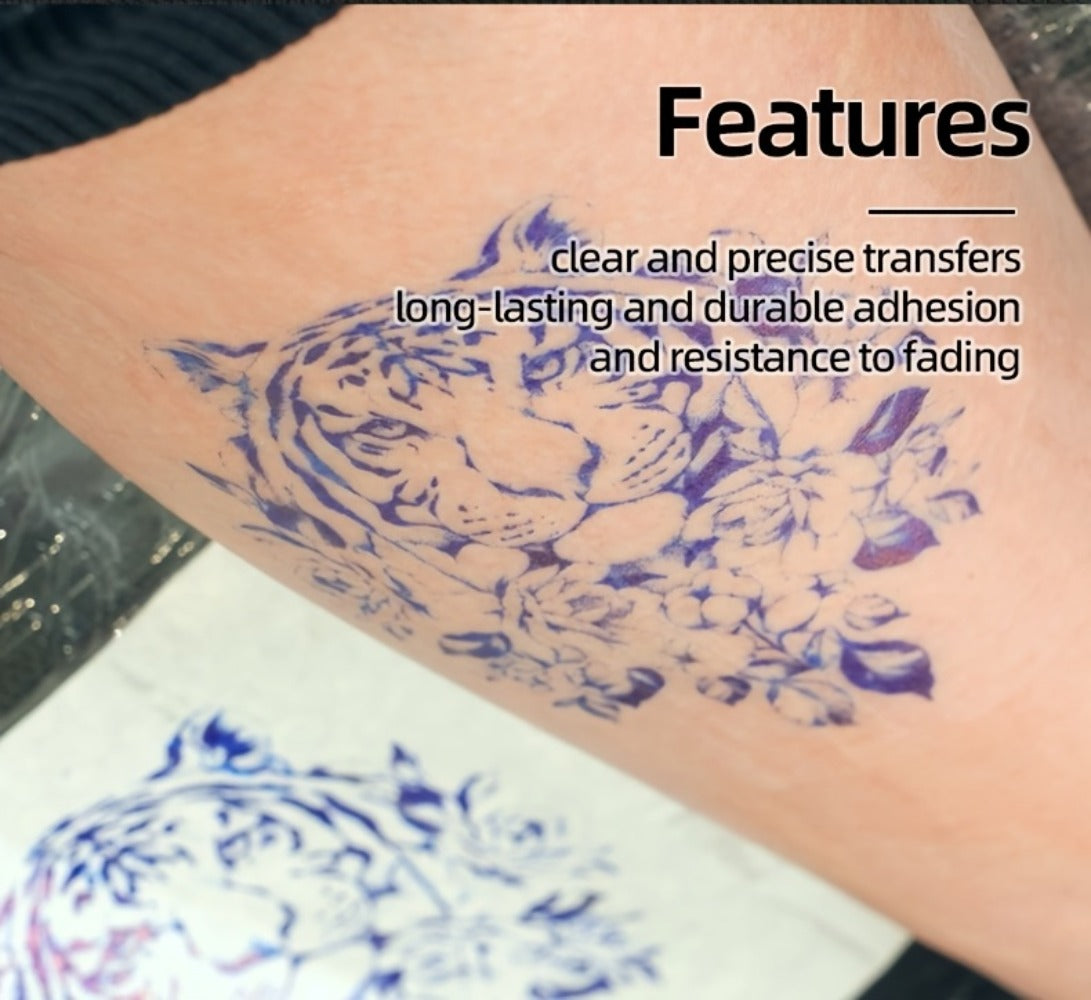 Tattoo Transfer Paper 100 Sheets 4-Layer Thermal Stencil — Professional Tattoo Stencil Paper for Drawing, Tracing & Transfer, Compatible with All Tattoo Machines