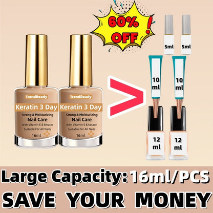 Nail Strengthener for Weak Splitting & Breaking Nails | 4-in-1 Keratin Protein Hardener Fast Dry Nail Care Oil | Alcohol-Free Formula for Instant & 3-Day Repair | Manicure Treatment 2pcs & 4pcs